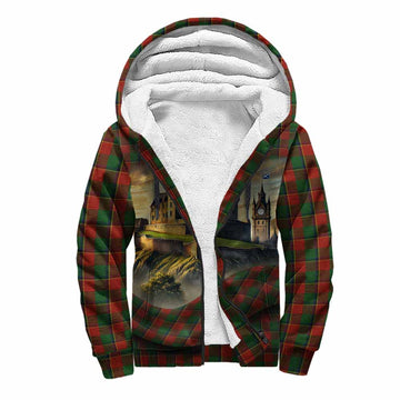 Turnbull Tartan Family Crest Sherpa Hoodie with Scottish Ancient Castle Style