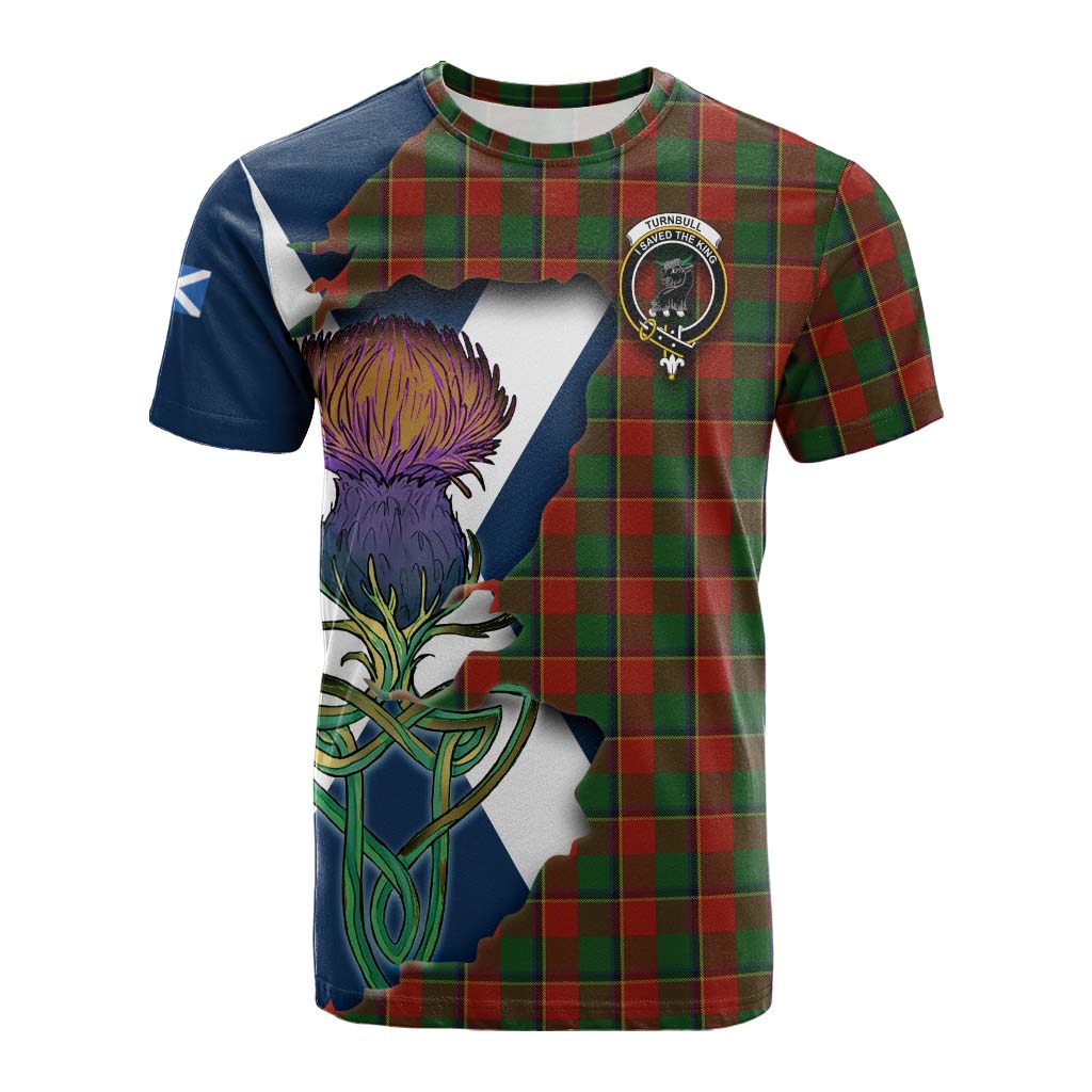 Tartan Vibes Clothing Turnbull Tartan Family Crest Cotton T-shirt Scottish Thistle Celtic Inspired