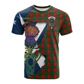 Turnbull Tartan Family Crest Cotton T-shirt Scottish Thistle Celtic Inspired
