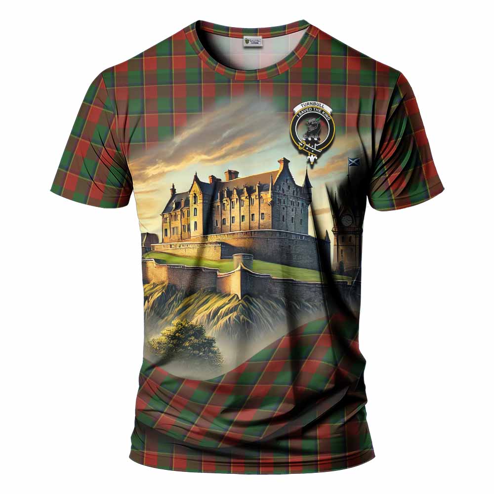 Tartan Vibes Clothing Turnbull Tartan Family Crest T-Shirt with Scottish Ancient Castle Stype