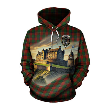 Turnbull Tartan Family Crest Cotton Hoodie with Scottish Ancient Castle Style