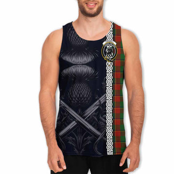 Tartan Vibes Clothing Turnbull Tartan Men's Tank Top with Family Crest Cross Sword Thistle Celtic Vibes