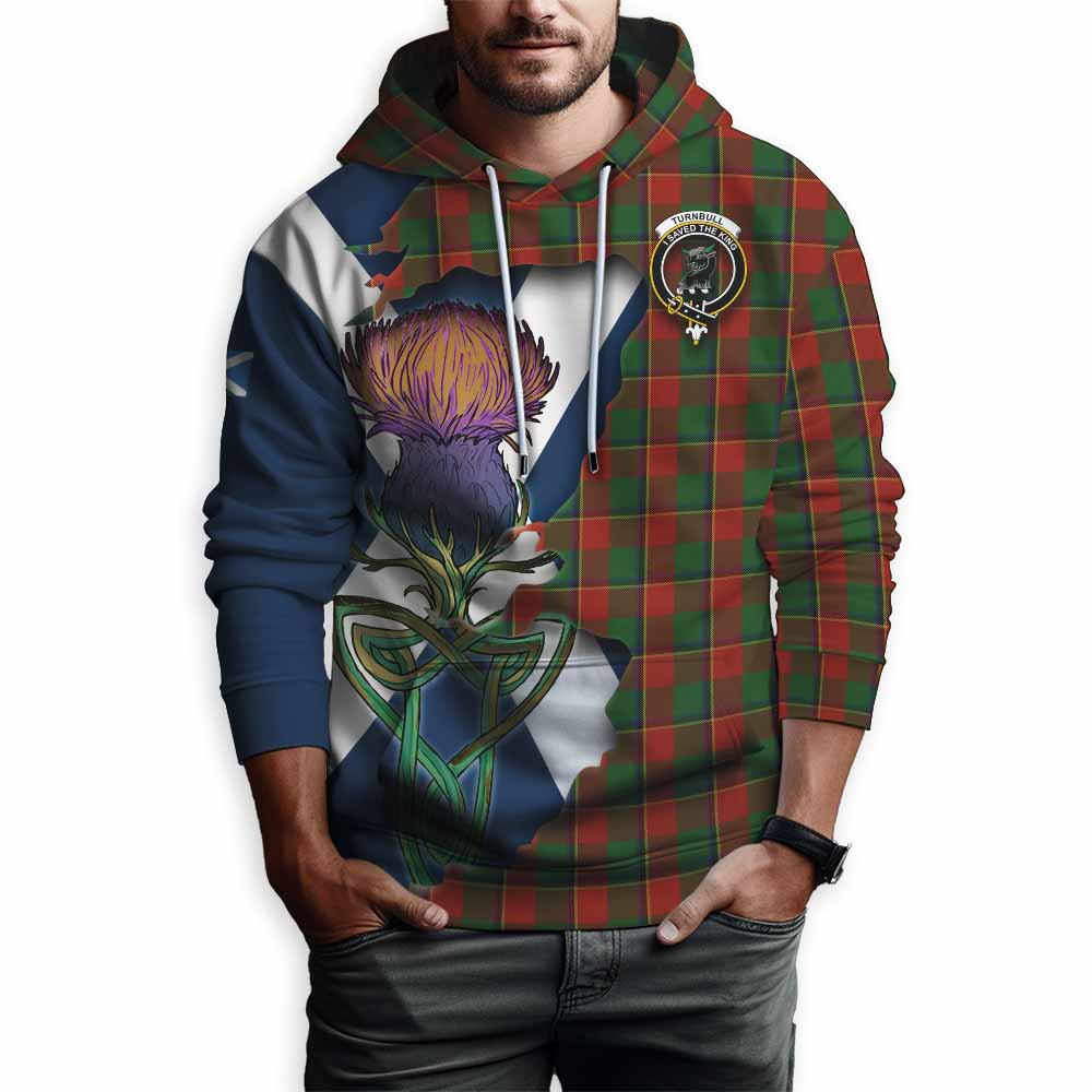 Tartan Vibes Clothing Turnbull Tartan Family Crest Hoodie Scottish Thistle Celtic Inspired
