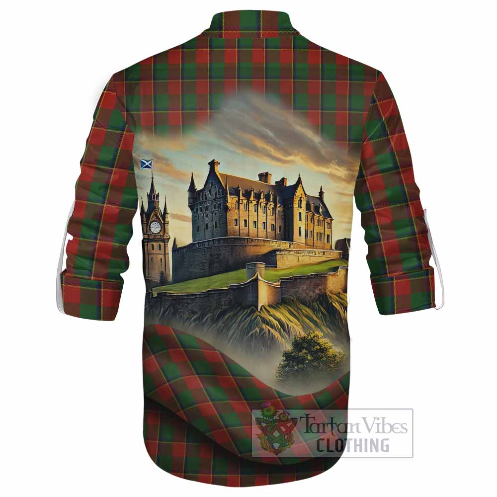 Tartan Vibes Clothing Turnbull Tartan Family Crest Ghillie Kilt Shirt with Scottish Ancient Castle Style