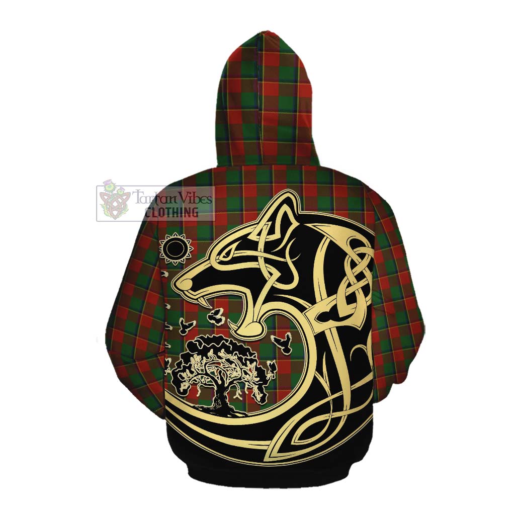 Tartan Vibes Clothing Turnbull Tartan Cotton Hoodie with Family Crest Celtic Wolf Style