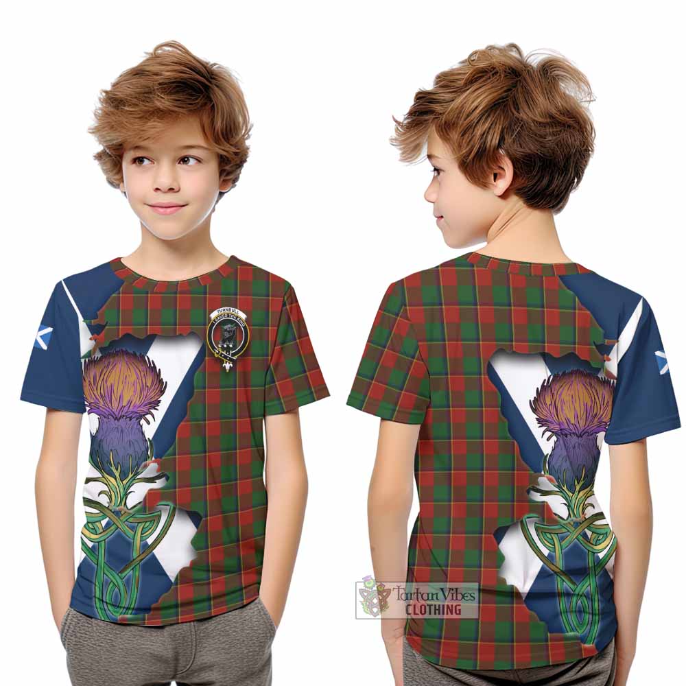 Tartan Vibes Clothing Turnbull Tartan Family Crest Kid T-Shirt Scottish Thistle Celtic Inspired