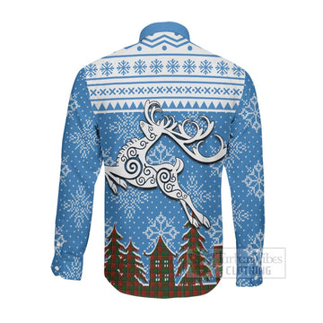 Turnbull Clan Christmas Long Sleeve Button Shirt Celtic Reindeer Style