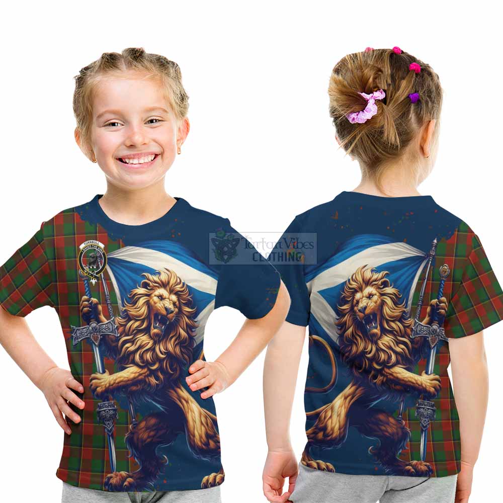 Tartan Vibes Clothing Turnbull Tartan Family Crest Kid T-Shirt with Scottish Majestic Lion