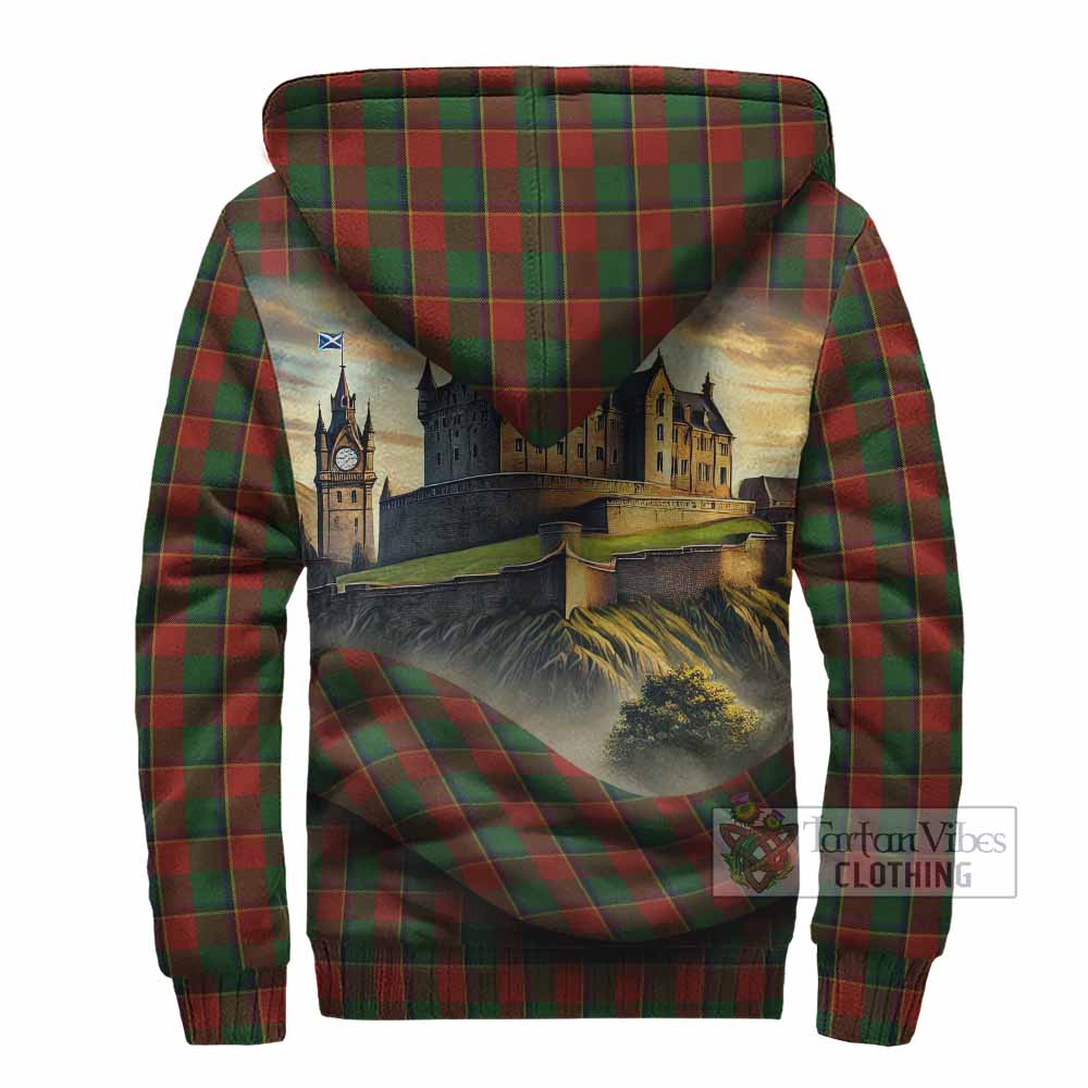 Tartan Vibes Clothing Turnbull Tartan Family Crest Sherpa Hoodie with Scottish Ancient Castle Style