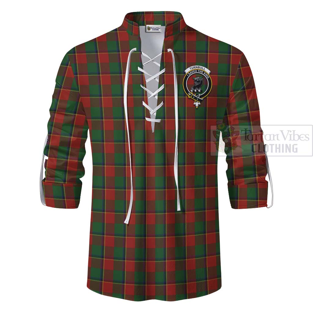 Tartan Vibes Clothing Turnbull Tartan Ghillie Kilt Shirt with Family Crest and Bearded Skull Holding Bottles of Whiskey