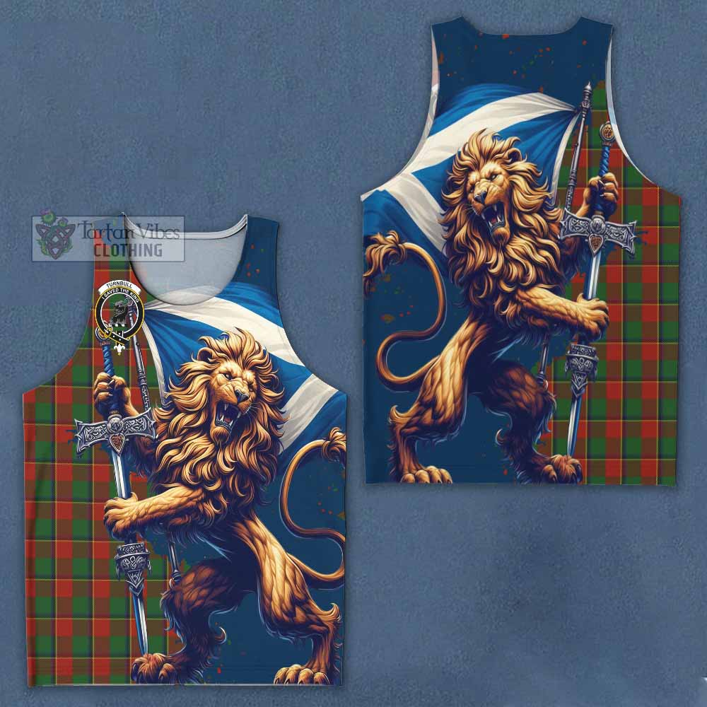 Tartan Vibes Clothing Turnbull Tartan Family Crest Men's Tank Top with Scottish Majestic Lion