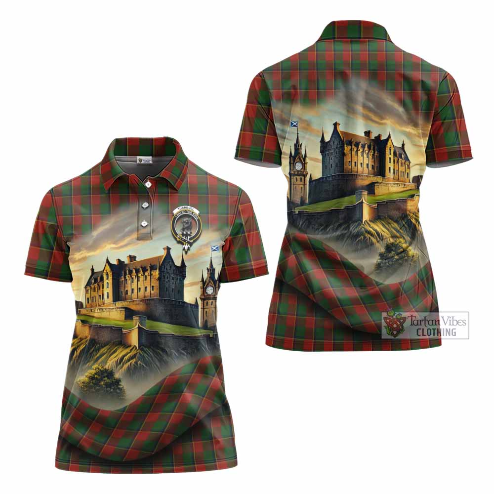 Tartan Vibes Clothing Turnbull Tartan Family Crest Women's Polo Shirt with Scottish Ancient Castle Stype