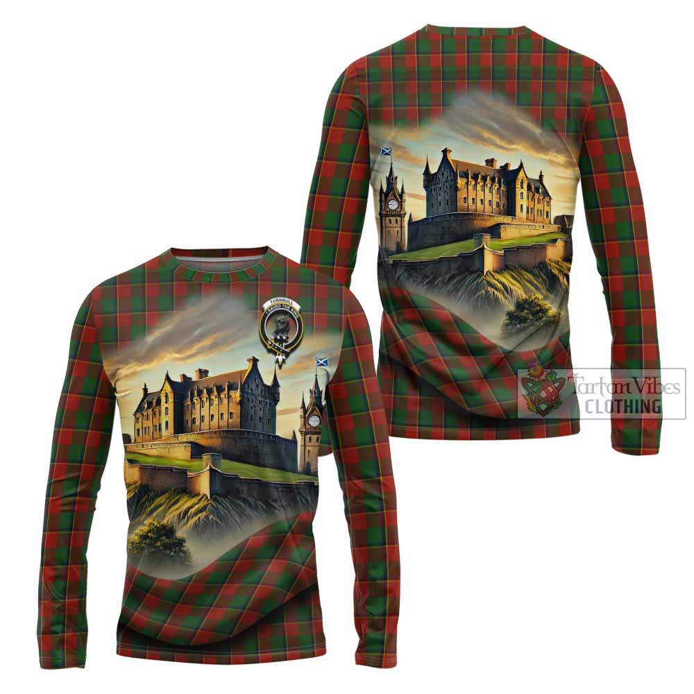 Tartan Vibes Clothing Turnbull Tartan Family Crest Long Sleeve T-Shirt with Scottish Ancient Castle Style