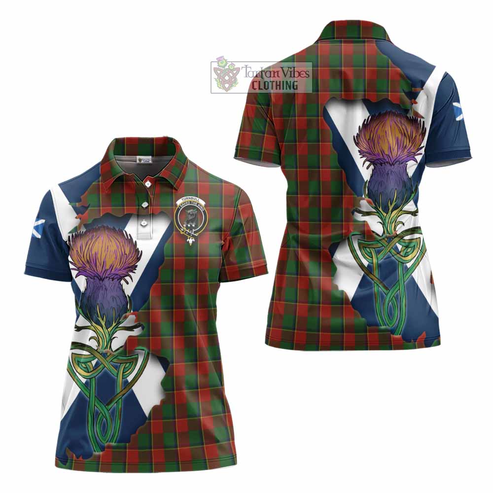 Tartan Vibes Clothing Turnbull Tartan Family Crest Women's Polo Shirt Scottish Thistle Celtic Inspired
