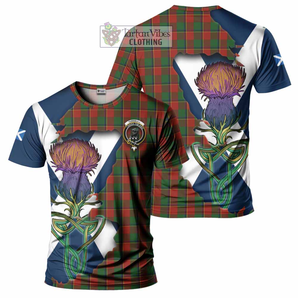 Tartan Vibes Clothing Turnbull Tartan Family Crest T-Shirt Scottish Thistle Celtic Inspired