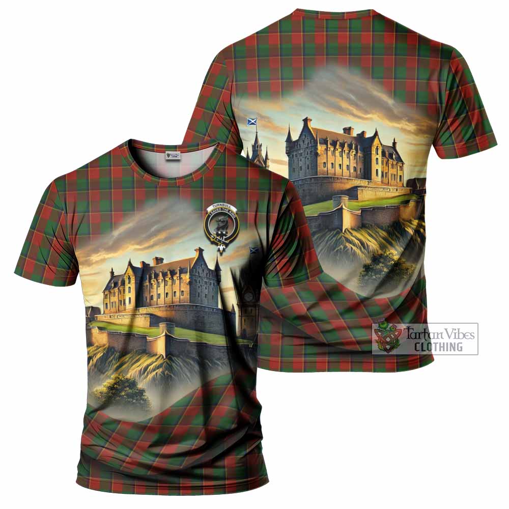 Tartan Vibes Clothing Turnbull Tartan Family Crest T-Shirt with Scottish Ancient Castle Stype