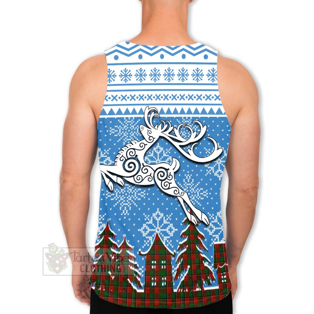 Tartan Vibes Clothing Turnbull Clan Christmas Men's Tank Top Celtic Reindeer Style