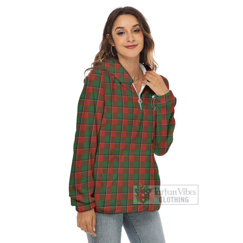 Tartan Vibes Clothing Turnbull Tartan Crest Women's Borg  Half Zip Fleece Hoodie