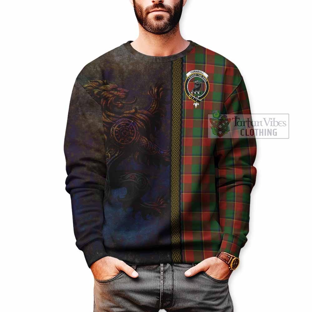 Tartan Vibes Clothing Turnbull Tartan Family Crest Sweatshirt Alba Gu Brath Be Brave Lion Ancient Style