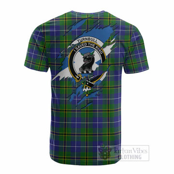 Turnbull Clan Crest In Me Tartan Cotton T-shirt Scotland Flag Style