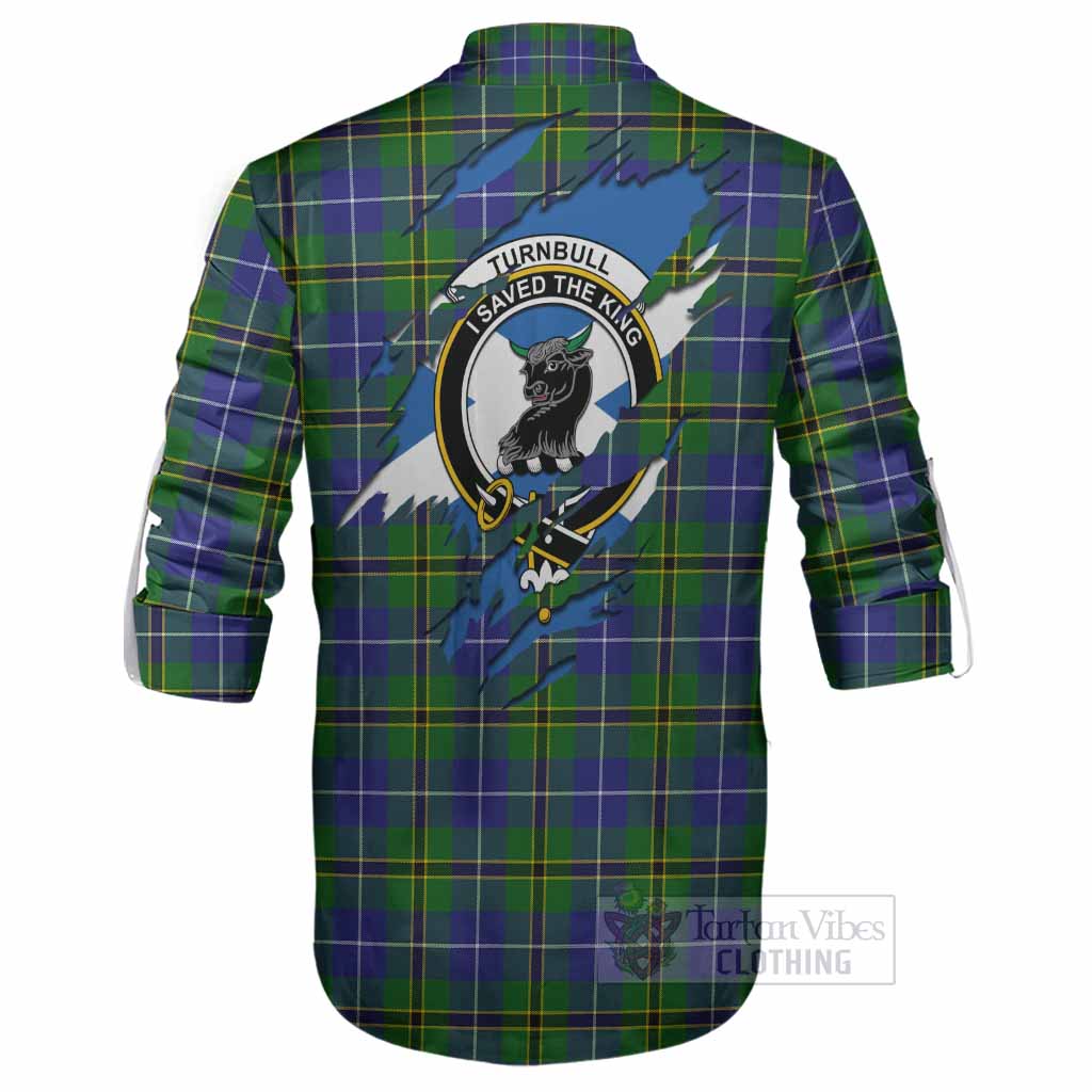 Turnbull Clan Crest In Me Tartan Ghillie Shirt Scotland Flag Style