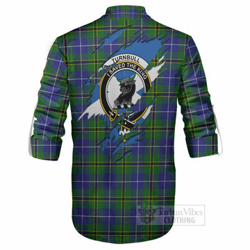 Turnbull Clan Crest In Me Tartan Ghillie Shirt Scotland Flag Style