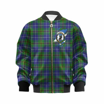Turnbull Clan Crest In Me Tartan Kid Bomber Jacket Scotland Flag Style