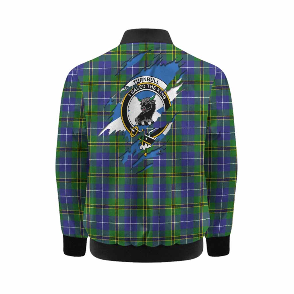 Turnbull Clan Crest In Me Tartan Kid Bomber Jacket Scotland Flag Style