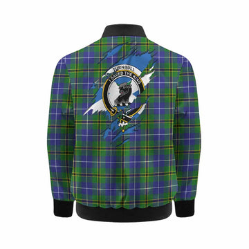 Turnbull Clan Crest In Me Tartan Kid Bomber Jacket Scotland Flag Style