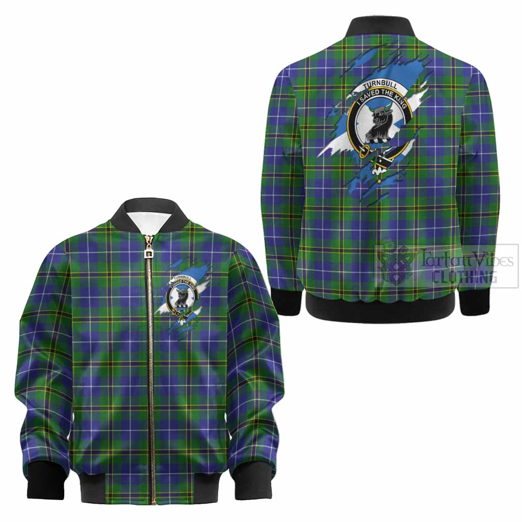 Turnbull Clan Crest In Me Tartan Kid Bomber Jacket Scotland Flag Style