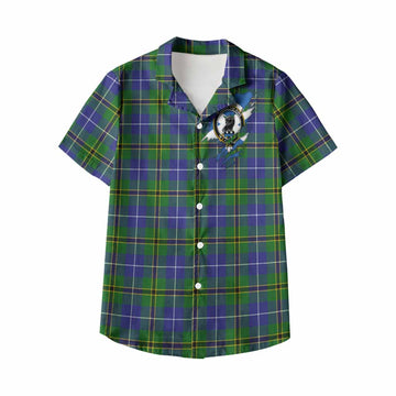 Turnbull Clan Crest In Me Tartan Kid Hawaiian Shirt Scotland Flag Style