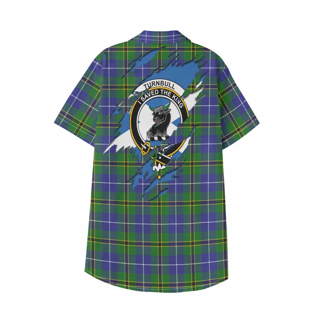 Turnbull Clan Crest In Me Tartan Kid Hawaiian Shirt Scotland Flag Style