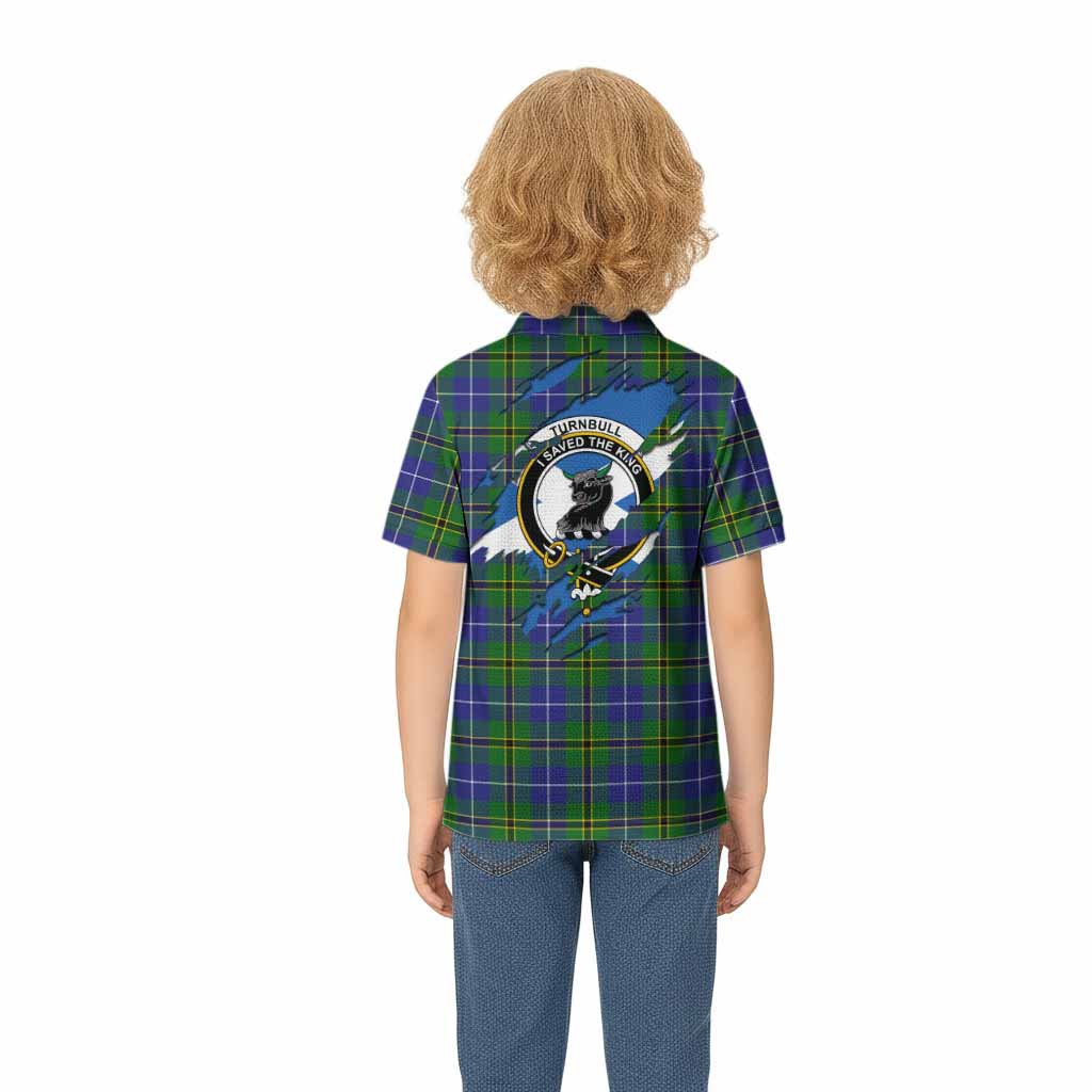 Turnbull Clan Crest In Me Tartan Kid Polo Shirt Scotland Flag Style