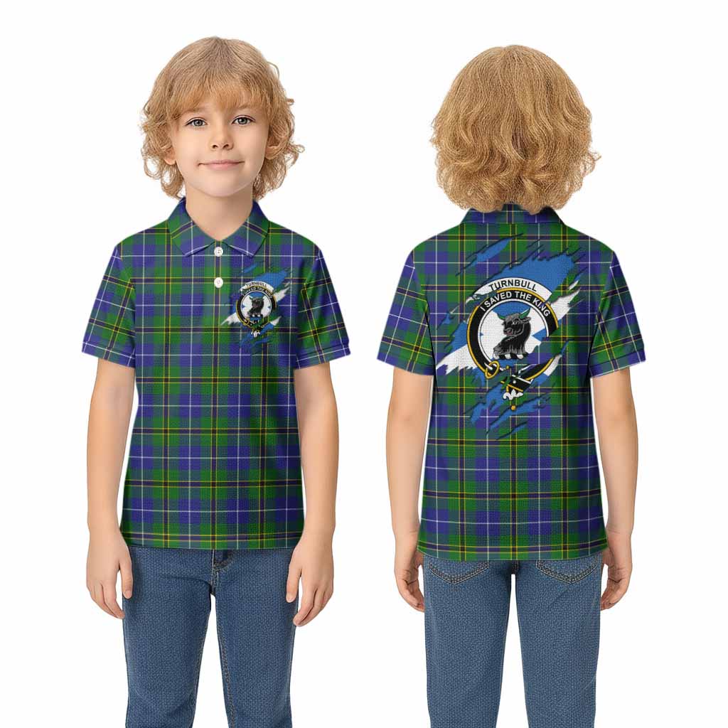 Turnbull Clan Crest In Me Tartan Kid Polo Shirt Scotland Flag Style