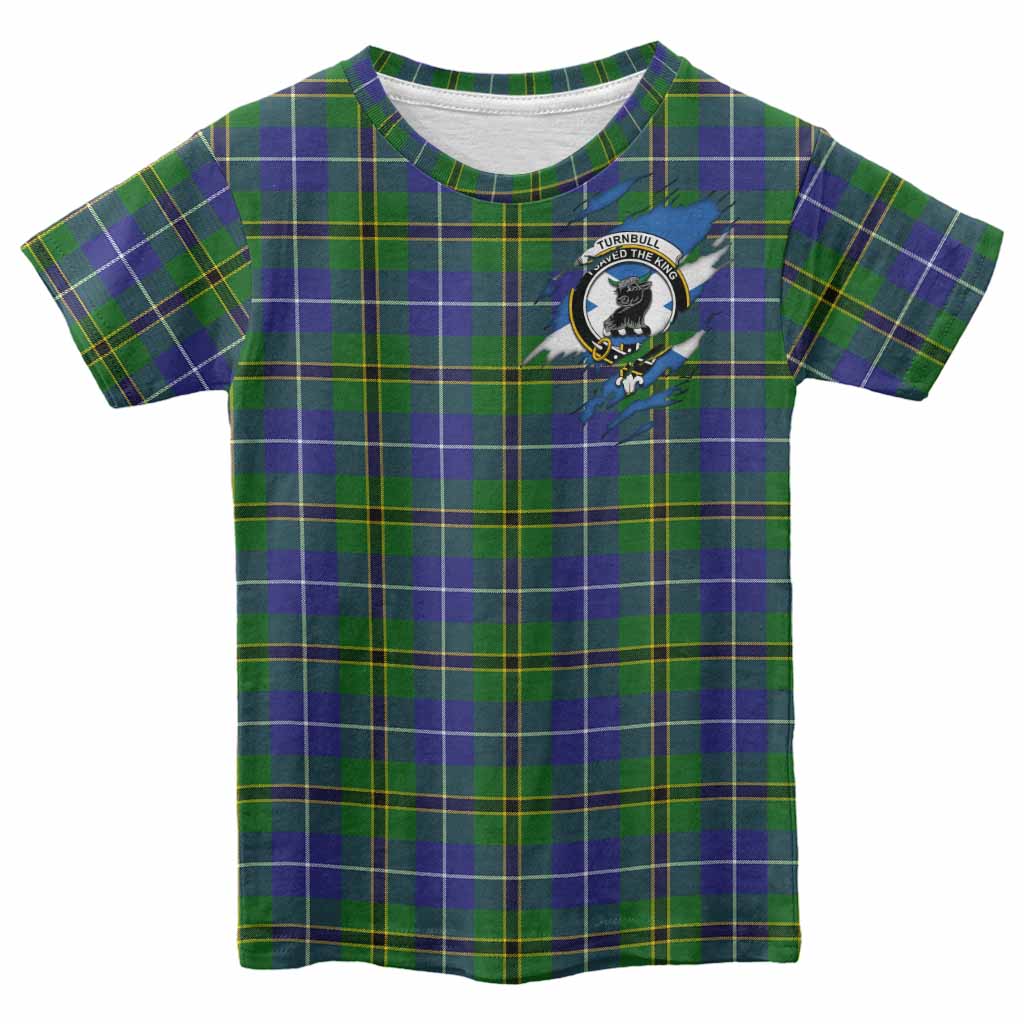Turnbull Clan Crest In Me Tartan Kid T-shirt Scotland Flag Style