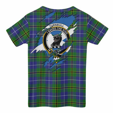 Turnbull Clan Crest In Me Tartan Kid T-shirt Scotland Flag Style
