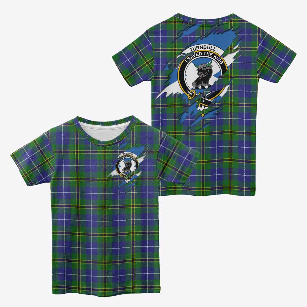 Turnbull Clan Crest In Me Tartan Kid T-shirt Scotland Flag Style