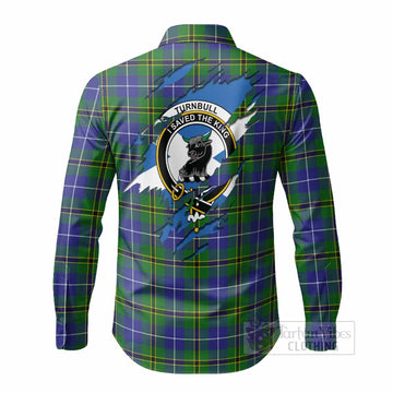 Turnbull Clan Crest In Me Tartan Long Sleeve Button Shirts Scotland Flag Style