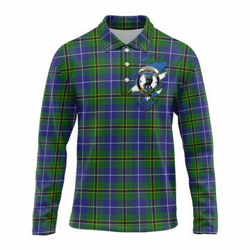 Turnbull Clan Crest In Me Tartan Long Sleeve Polo Shirt Scotland Flag Style