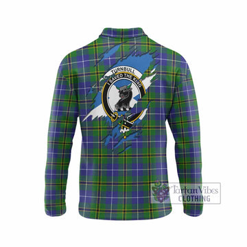 Turnbull Clan Crest In Me Tartan Long Sleeve Polo Shirt Scotland Flag Style