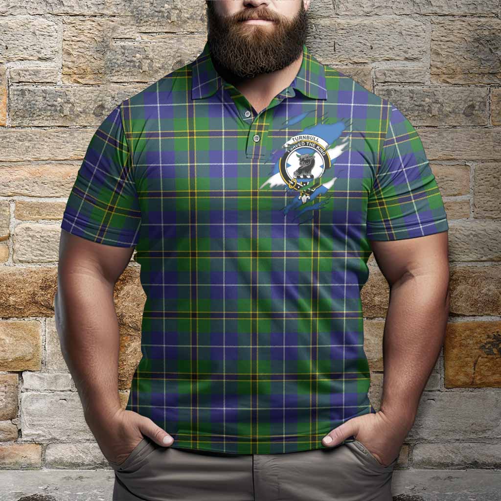 Turnbull Clan Crest In Me Tartan Polo Shirt Scotland Flag Style