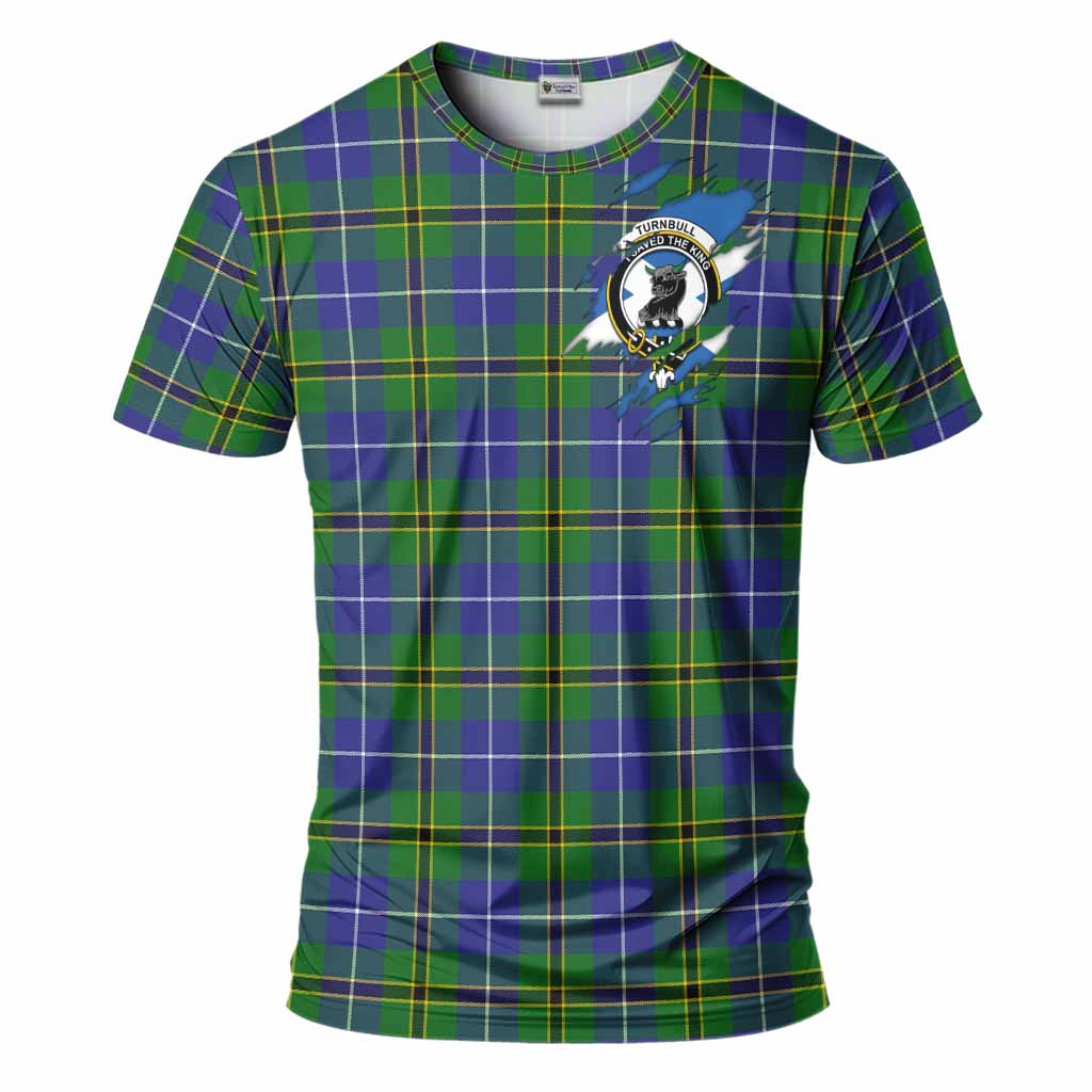 Turnbull Clan Crest In Me Tartan T-Shirt Scotland Flag Style