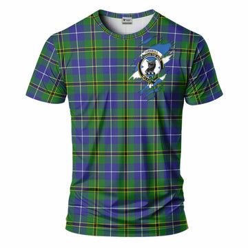 Turnbull Clan Crest In Me Tartan T-Shirt Scotland Flag Style