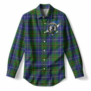 Turnbull Clan Crest In Me Tartan Women Casual Shirt Scotland Flag Style
