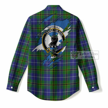 Turnbull Clan Crest In Me Tartan Women Casual Shirt Scotland Flag Style