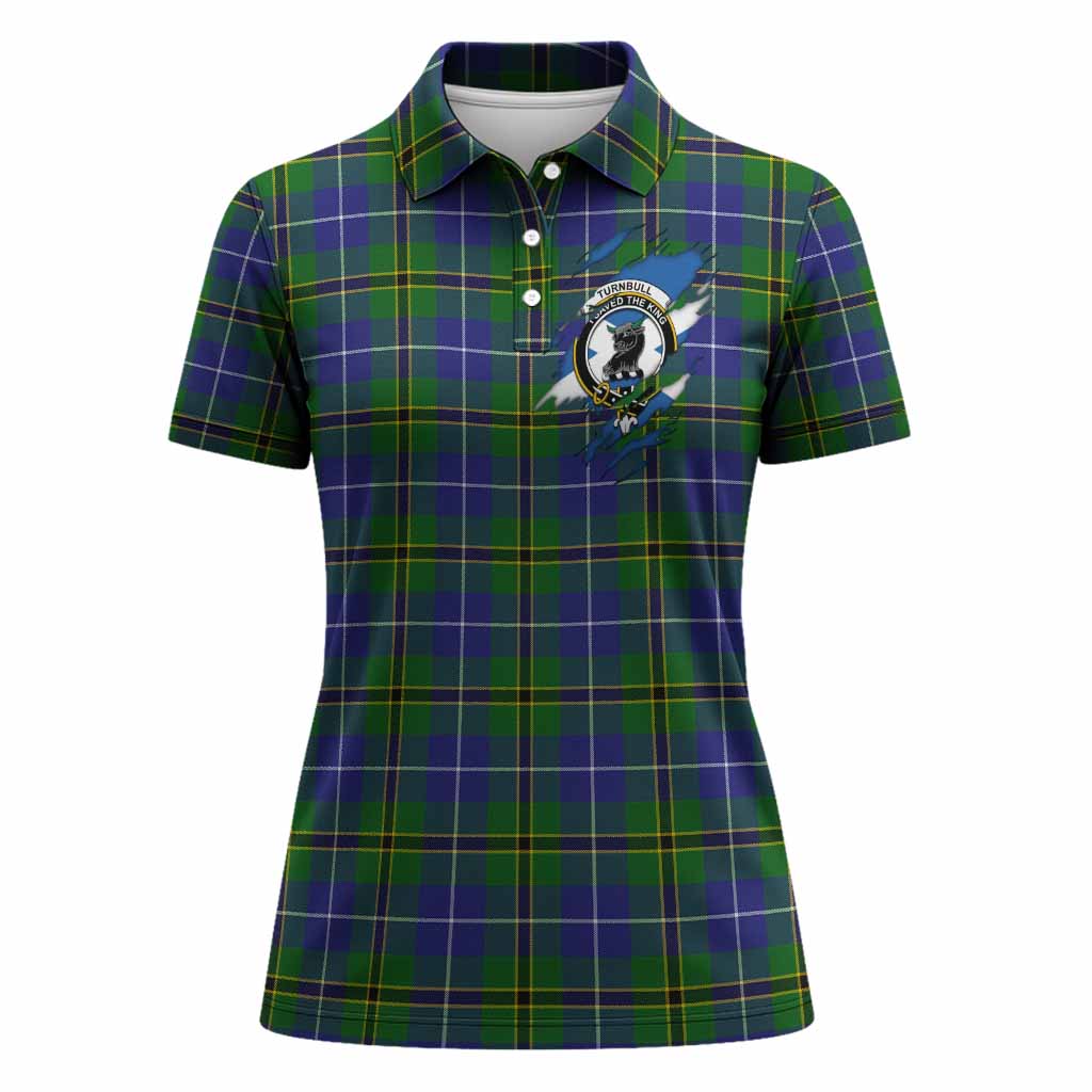 Turnbull Clan Crest In Me Tartan Women Polo Shirt Scotland Flag Style