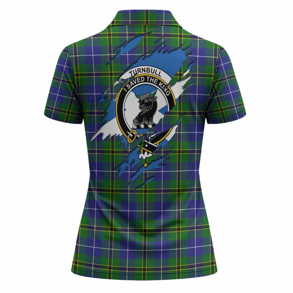 Turnbull Clan Crest In Me Tartan Women Polo Shirt Scotland Flag Style