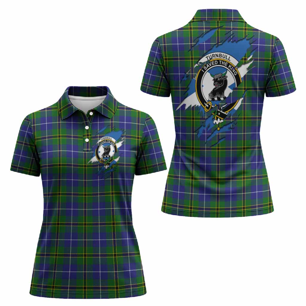 Turnbull Clan Crest In Me Tartan Women Polo Shirt Scotland Flag Style