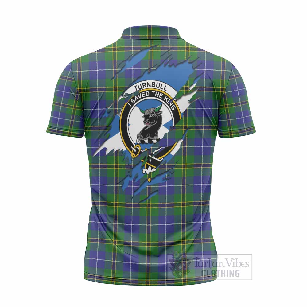 Turnbull Clan Crest In Me Tartan Zipper Polo Shirt Scotland Flag Style