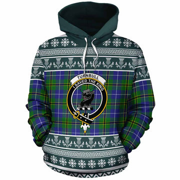 Turnbull Clan Tartan Christmas Cotton Hoodie with Family Crest